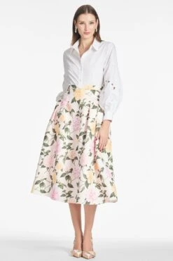 Lydia Skirt - Pink Lemonade Bouquet -SACHIN & BABI Shop ASTORTOP WHITE LYDIASKIRT PINKLEMONADEFLORAL FRONT2