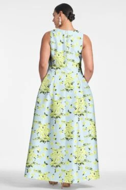 Brooke Gown - Sky Citrine Floral -SACHIN & BABI Shop BROOKEGOWN SKYCITRINEFLORAL BACK3