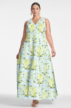 Brooke Gown - Sky Citrine Floral -SACHIN & BABI Shop BROOKEGOWN SKYCITRINEFLORAL FRONT6