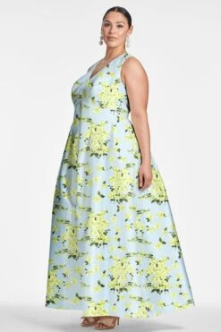 Brooke Gown - Sky Citrine Floral -SACHIN & BABI Shop BROOKEGOWN SKYCITRINEFLORAL SIDE2