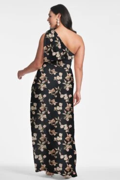 Chelsea Gown - Black Venetia Petal -SACHIN & BABI Shop CHELSEAGOWN BLACKVENETIAPETALS BACK9