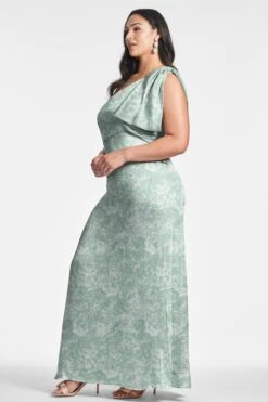 Chelsea Gown - Sage Painted Floral -SACHIN & BABI Shop CHELSEAGOWN SAGEPAINTEDFLORAL SIDE10