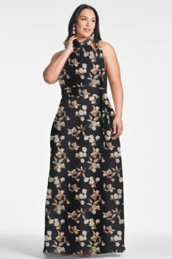 Kayla Gown - Black Venetia Petal -SACHIN & BABI Shop KAYLAGOWN BLACKVENETIAPETALS FRONT5