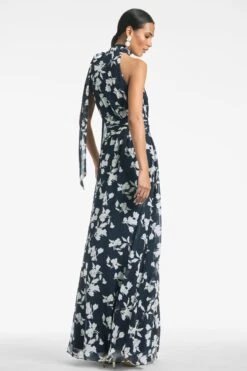Kayla Gown - Navy Venetia Petal 10 Kayla Gown - Navy Venetia Petal -SACHIN & BABI Shop KAYLAGOWN NAVYVENETIAPETAL BACK