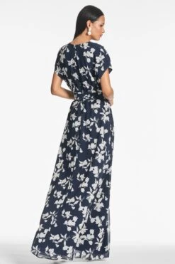 Leah Gown - Navy Venetia Petal -SACHIN & BABI Shop LEAHGOWN NAVYVENETIAPETAL BACK