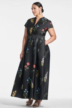 Marta Gown - Noir Bouquet -SACHIN & BABI Shop MARTAGOWN NOIRBOUQUET SIDE