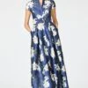 EMBELLISHED MARTA GOWN - NAVY NARCISSUS -SACHIN & BABI Shop Martawbelt