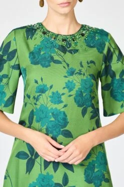 EMBELLISHED LEMIE DRESS - EMPRESS GREEN ROSES 8 EMBELLISHED LEMIE DRESS - EMPRESS GREEN ROSES -SACHIN & BABI Shop R261D06 353 4