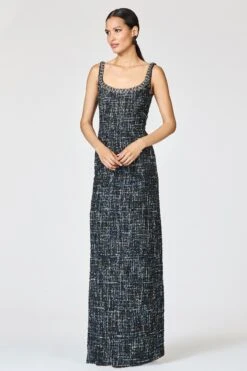 EMBELLISHED TWEED LANA GOWN - OBSIDIAN FROST -SACHIN & BABI Shop R261G05 001 3