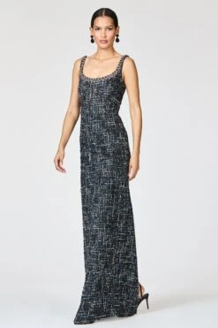 EMBELLISHED TWEED LANA GOWN - OBSIDIAN FROST -SACHIN & BABI Shop R261G05 001 6