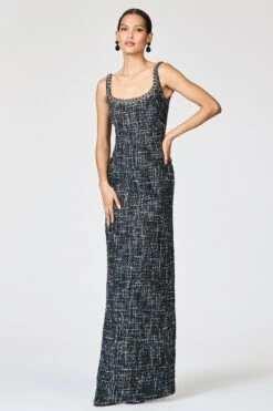 EMBELLISHED TWEED LANA GOWN - OBSIDIAN FROST -SACHIN & BABI Shop R261G05 001 7