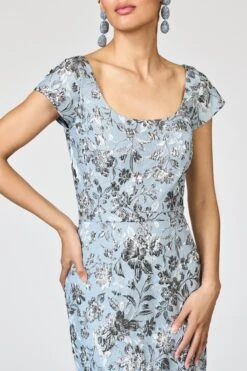 METALLIC CLOQUE GRACE GOWN - PEWTER GARDENS -SACHIN & BABI Shop R261G10 040 4