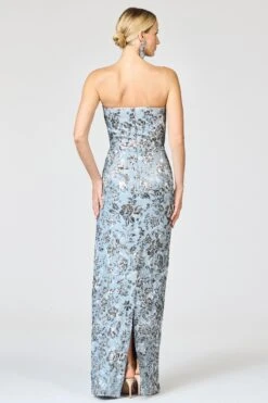 METALLIC CLOQUE SOPHIA GOWN - PEWTER GARDENS -SACHIN & BABI Shop R261G60 040 5