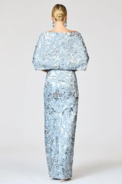 METALLIC CLOQUE HUG SHAWL - PEWTER GARDENS -SACHIN & BABI Shop R261J05 040 3