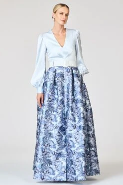 ZOE GOWN - CELESTIAL BLUE/FROZEN FLORA -SACHIN & BABI Shop R262G26 451 3