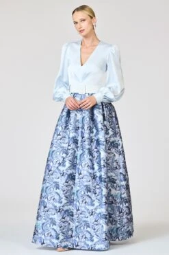 ZOE GOWN - CELESTIAL BLUE/FROZEN FLORA -SACHIN & BABI Shop R262G26 451 4