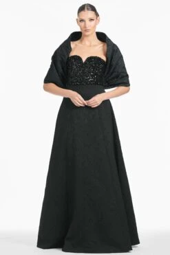 THE HUG SHAWL - BLACK JACQUARD CLOQUE -SACHIN & BABI Shop S242J02 410 BLACK