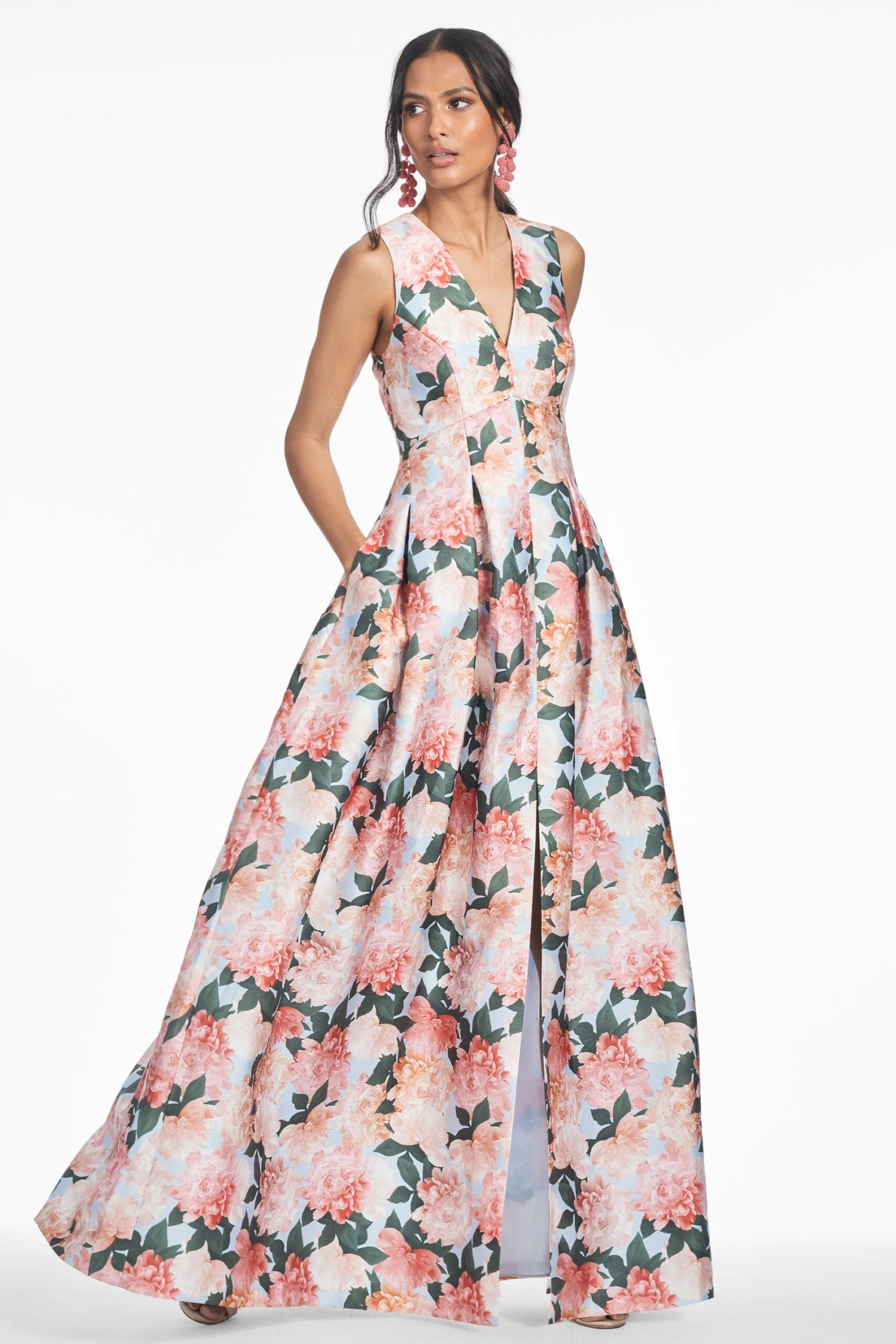BROOKE GOWN - PEACH PEONIES 3 BROOKE GOWN - PEACH PEONIES