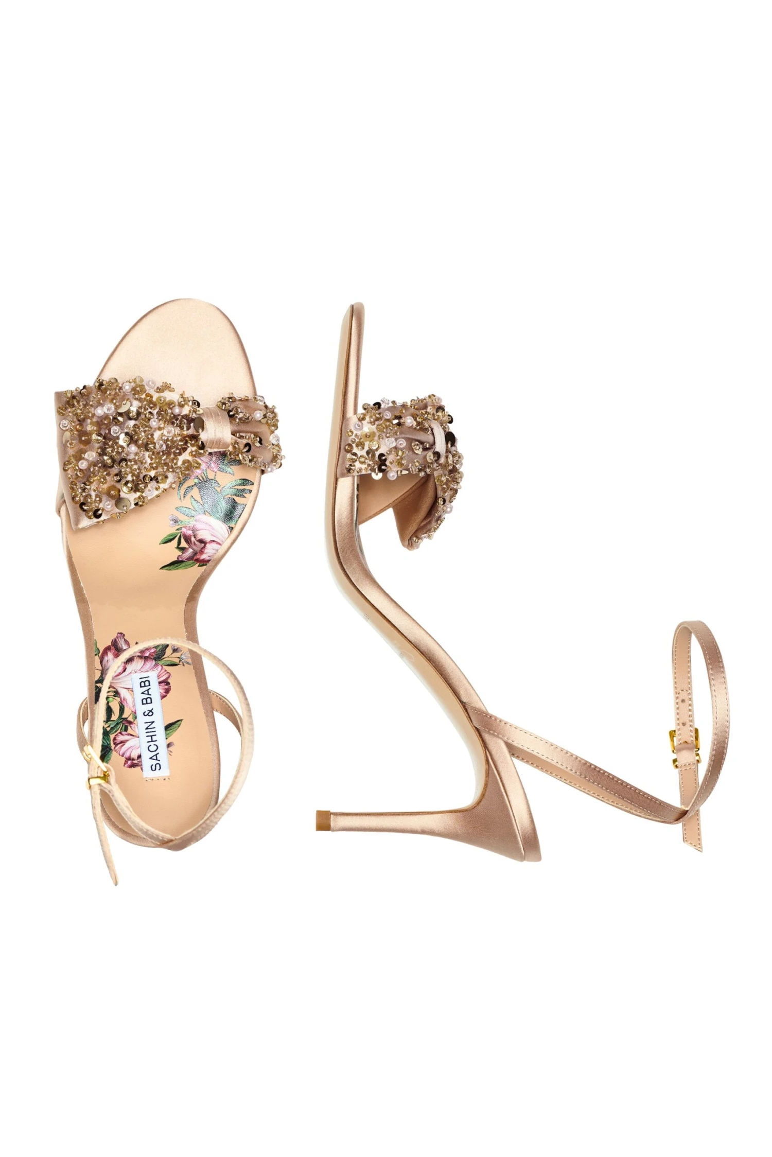 Chelsea Embellished Obi-Bow Open Toe - Champagne 3 Chelsea Embellished Obi-Bow Open Toe - Champagne