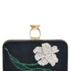 EMBROIDERED ON THE ROCKS CLUTCH - BLACK