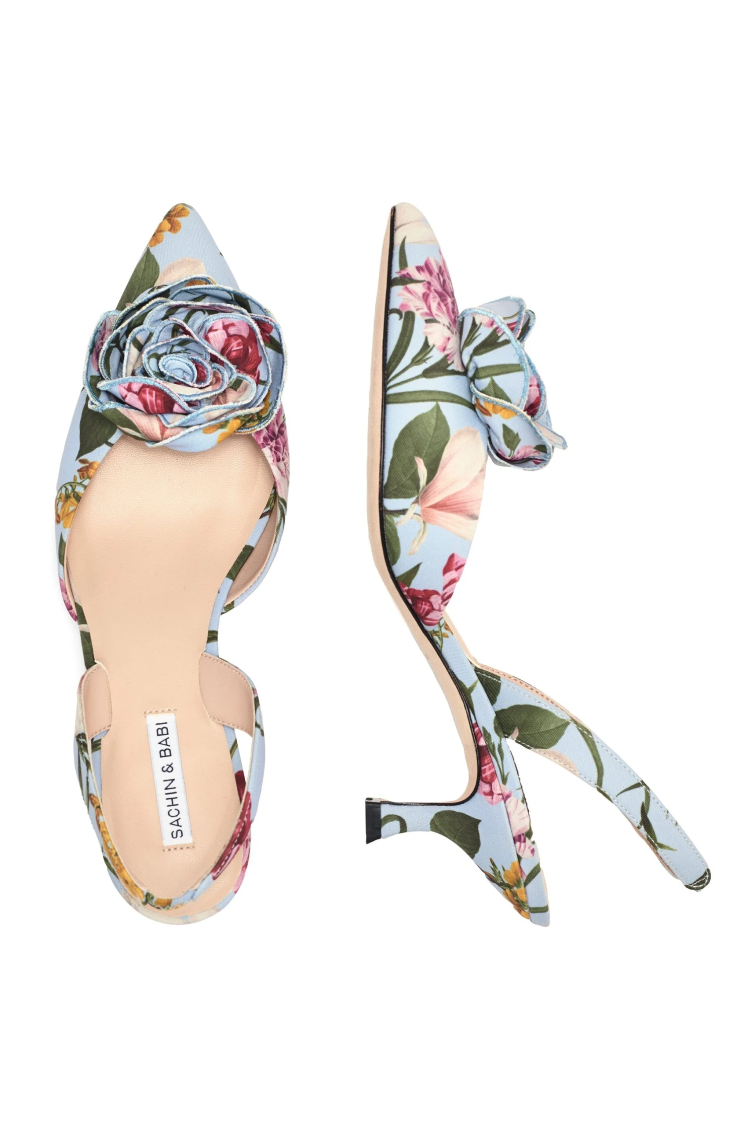 CARNEGIE KITTEN HEEL - GLACIAL BLUE BLOSSOMS 3 CARNEGIE KITTEN HEEL - GLACIAL BLUE BLOSSOMS