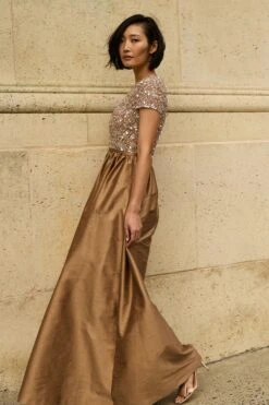 EMBELLISHED LONDA GOWN - CAFE