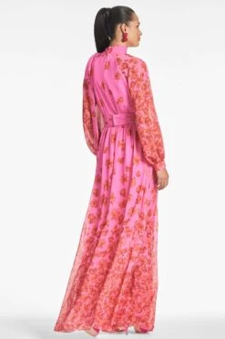 Vera Gown - Rose/Vermillion -SACHIN & BABI Shop VERAGOWN ROSEVERMILLION BACK