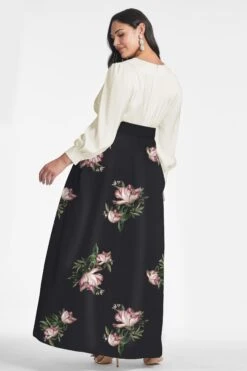Zoe Gown - Ivory/Noir Blossom -SACHIN & BABI Shop ZOEGOWN IVORYNOIRBLOSSOM BACK2