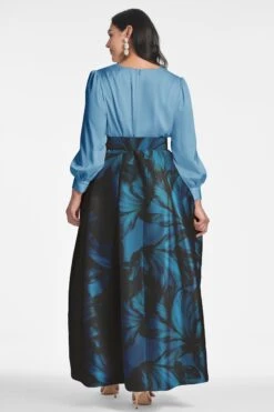 Zoe Gown - Smokey Slate/Tonal Petal -SACHIN & BABI Shop ZOEGOWN SLATETONALPETAL BACK4